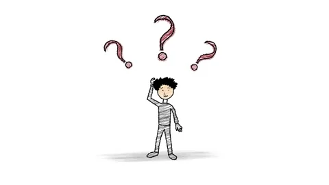 Confused Character with Question Mark Sketch Drawing Animation. Man with Do.. Stock Footage 305710464