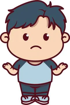 Confused Chibi Boy Head Scratching Puzzled Illustrazione stock