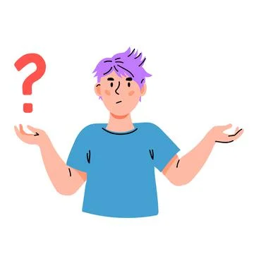 Confused child looking for answer to question. Thinking smart school boy. Stock Illustration