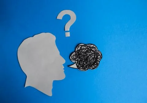 Confused Communication with Question Mark from Human Head Stock Photos
