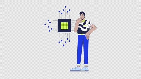 Confused by electronics 2D animation Stock Footage 311918802