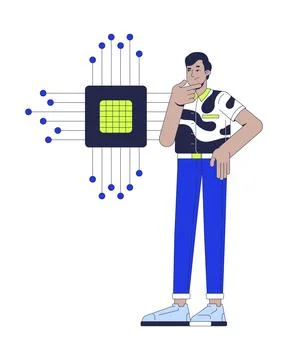 Confused by electronics 2D illustration concept 스톡 일러스트