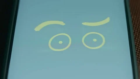 Confused expression, eyes hand drawn, presentation Video stock 310053174