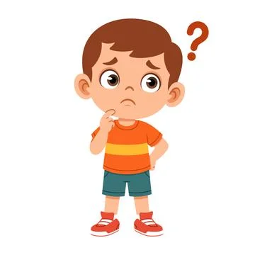 Confused Expression of Flat Boy Character Stock Illustration