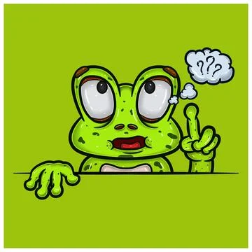 Confused Face Expression With Frog Cartoon. Stock Illustration
