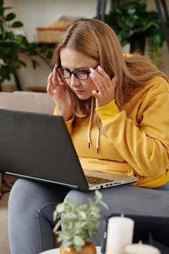 Confused female programmer 스톡 사진