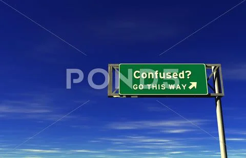 Confused - Freeway Exit Sign Stock Illustration