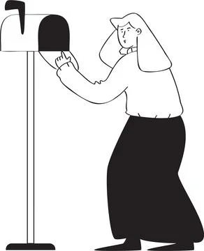 Confused Looking at the Empty Mailbox Illustration - Waiting &amp; Lack of Stock Illustration