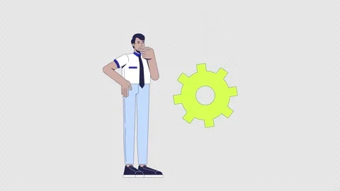 Confused man analyzing algorithmic process 2D animation Stock-Footage 323938899