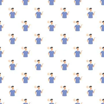 Confused man asking question seamless pattern 스톡 일러스트