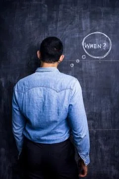 Confused man asking when Stock Photos