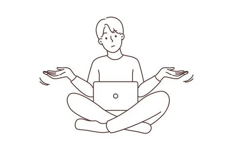 Confused man experience error on laptop Stock-Illustration