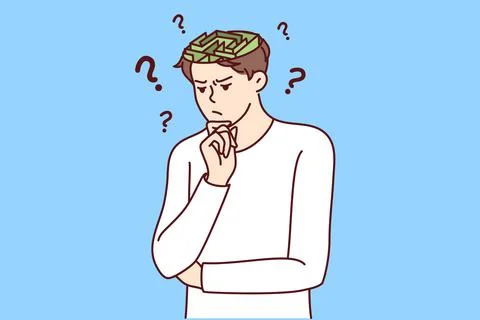 Confused man with labyrinth in head Stock Illustration