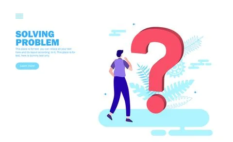 Confused man looking at question mark Stock Illustration