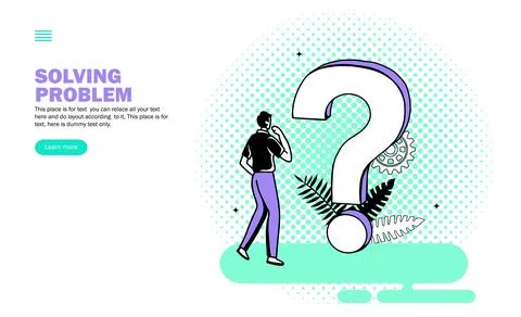 Confused man looking at question mark vector Stock Illustration