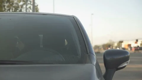 Confused Man Looks Around inside Car Video stock 88871309