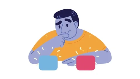 Confused man making decision between two choices, illustration of thinking .. Stock Footage 333804900