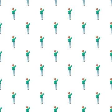 Confused man thinking with hand on head pattern Stock Illustration