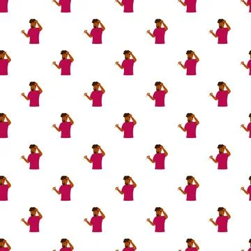 Confused man thinking with problem doubt seamless pattern Stock Illustration