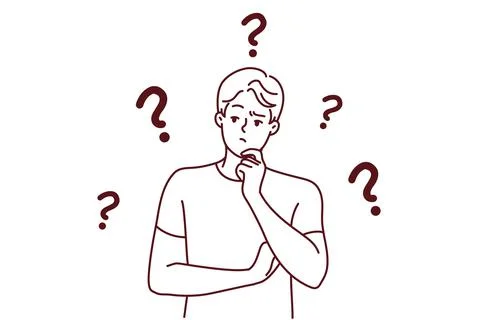 Confused man thinking of problem solution Stock Illustration