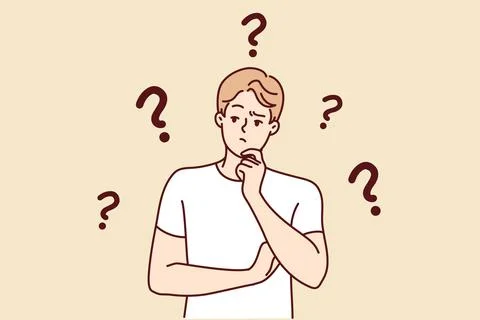 Confused man thinking of problem solution Stock Illustration