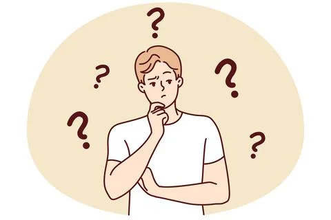 Confused man thinking of problem solution Stock Illustration