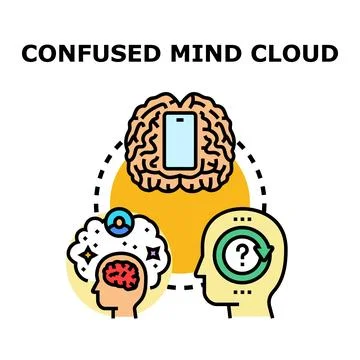 Confused mind cloud concept with cognitive overload Stock Illustration