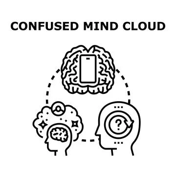 Confused mind cloud concept with cognitive overload Stock Illustration