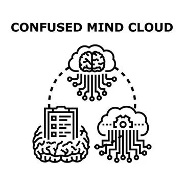 Confused mind connecting cloud data processing concepts Illustrazione stock