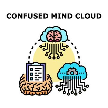 Confused mind connecting cloud data processing concepts Illustrazione stock