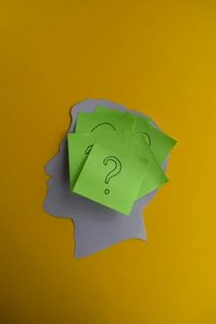 Confused Mind with Question Marks Stock Photos