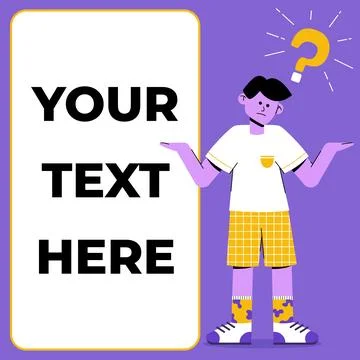 Confused No Idea Thinking Questioning Puzzled Flat Illustration Concept - Man wi Stock Illustration