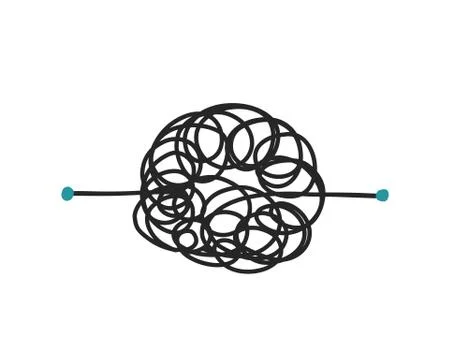 Confused process concept insane messy line vector illustration Stock Illustration