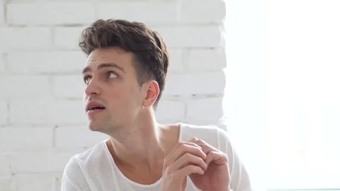 Confused Scared Man Portrait, Afraid Stock Footage 75556346