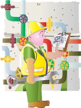Confused stationary engineer Stock Illustration