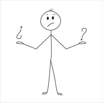Confused Stick Figure with Question Marks 库存插图