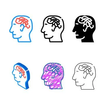 Confused thoughts color icon vector forms Stock Illustration