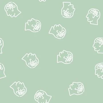 Confused thoughts line vector seamless pattern Illustrazione stock