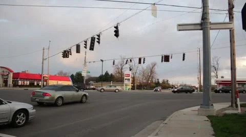 Confused Traffic at Damaged Stoplight Stock Footage 62912189