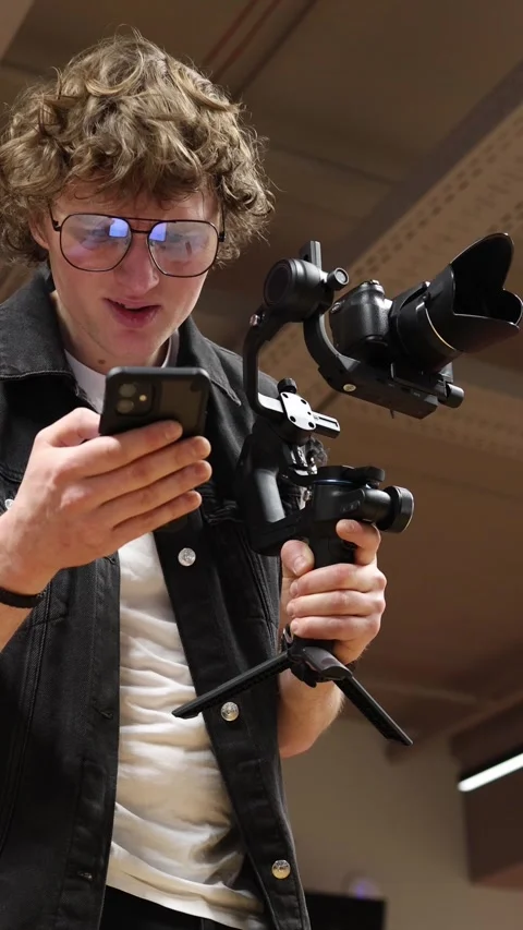 Confused videographer reading script Video stock 332116685