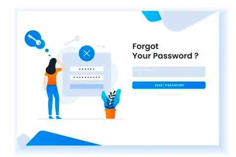 Confused woman forgetting her password illustration for web page Stock Illustration