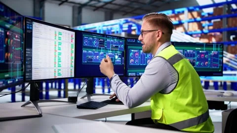 Confused Worker In Warehouse Struggles Stock Footage 314515692