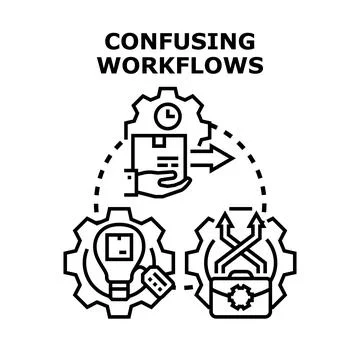 Confusing business processes creating complex workflow challenge 库存插图