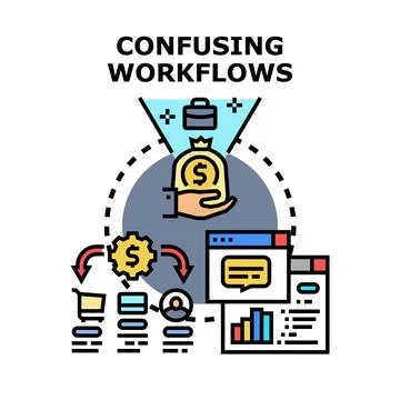 Confusing business workflows creating complex financial outcomes Stock Illustration