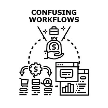 Confusing business workflows creating complex financial outcomes Stock Illustration