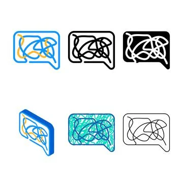 Confusing dialogue color icon stylized vector Stock Illustration