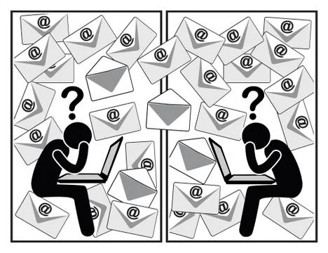 Confusing email communication Illustrazione stock