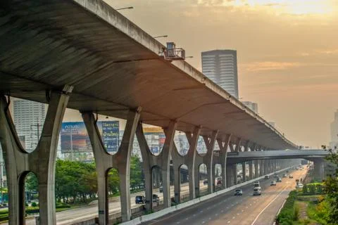 Confusing highway interchange with overpass. Stock Photos
