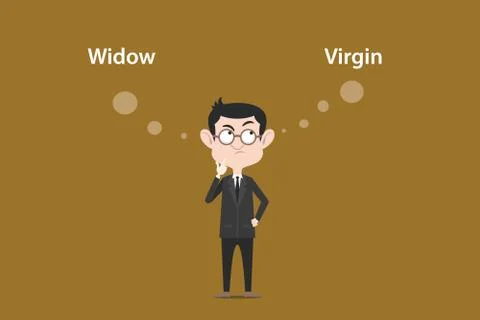 Confusing to make a decision for choosing widow or virgin woman illustration Stock Illustration