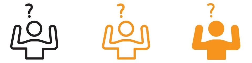 Confusing Man Icon Depicting Decision-Making Challenges, Uncertainty in Bus.. Stock Illustration